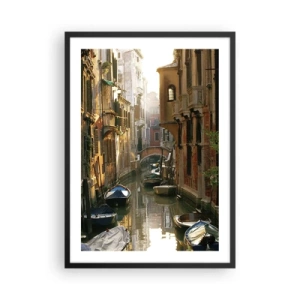 Poster in cornice nera - Un canale veneziano circondato da storiche case popolari - 50x70cm - Un angolo di Venezia - Decorazione murale moderna per soggiorno e camera da letto ARTTOR