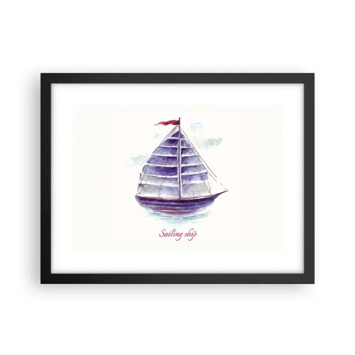 Poster in cornice nera - Gonfie vele e mare calmo - 40x30 cm