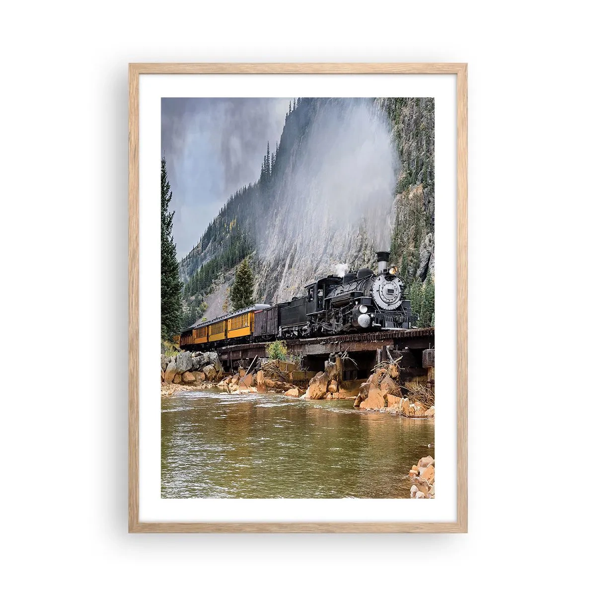 Poster in cornice rovere chiaro - Dove andiamo? - 50x70 cm