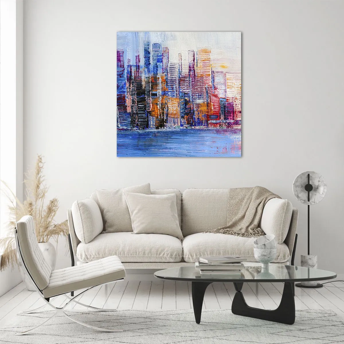 Quadro su vetro - Metropoli gioiosa - 30x30 cm