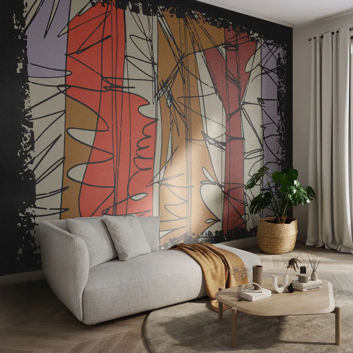 Fotomurali Premium Sand - Composizione spontanea - Astrazione, Pezzo, Scarabocchi - 250x175 cm