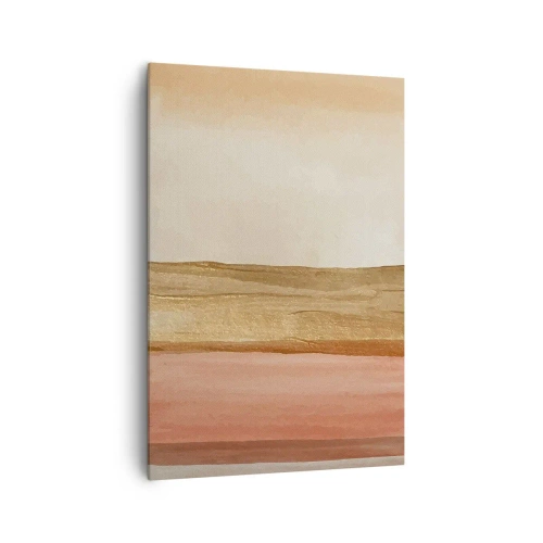 Quadro su tela - Stampe su Tela - Strisce astratte nei toni del beige, oro e rosa su tela - 70x100cm - Composizione verticale - Decorazione murale moderna per soggiorno e camera da letto ARTTOR