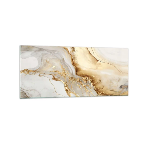 Quadro su vetro - Motivi astratti in oro e marmo su uno sfondo chiaro - 120x50cm - Astrazione: bellezza e bontà - Decorazione murale moderna per soggiorno e camera da letto ARTTOR