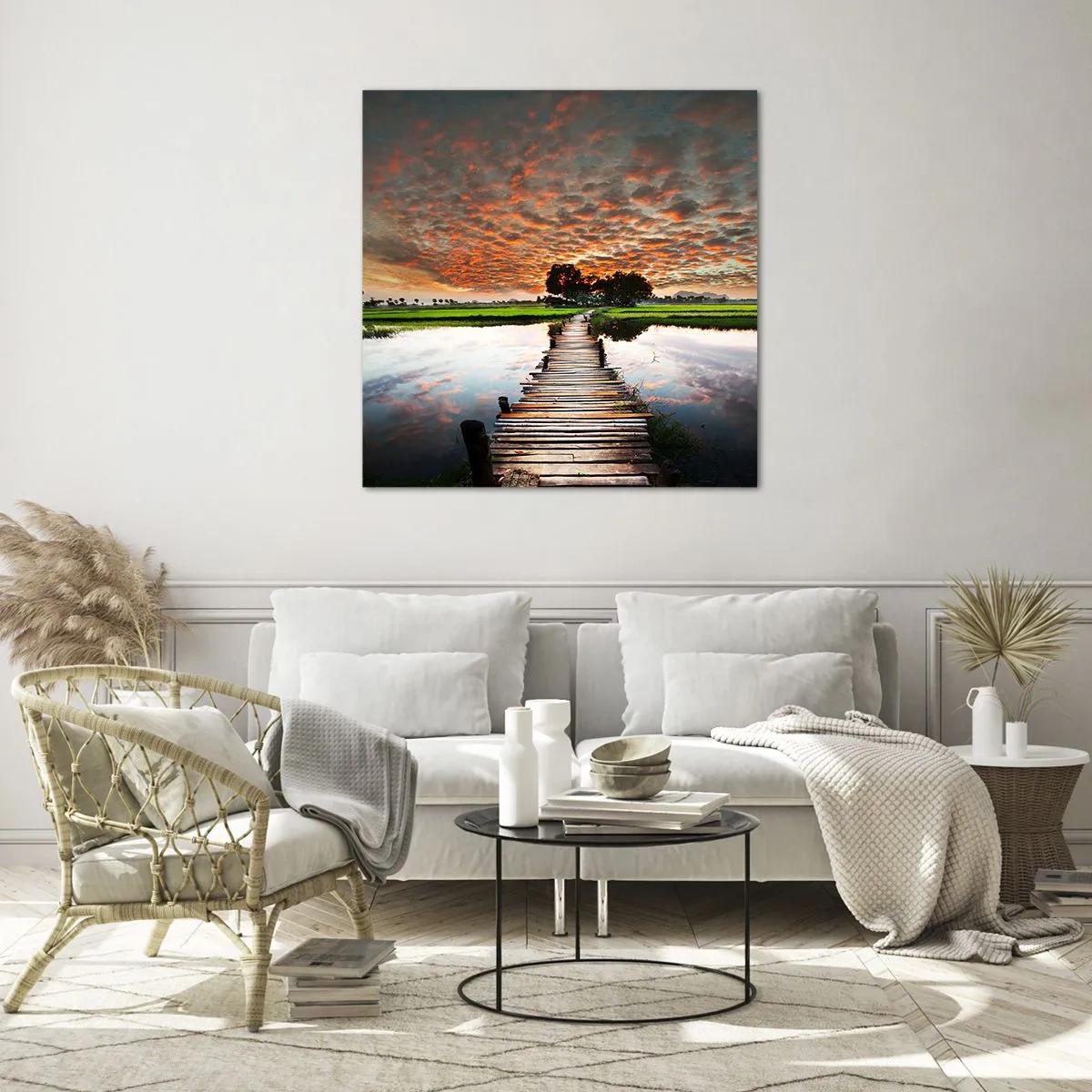 Quadro su vetro - Allarga le braccia, respira  - 50x50 cm