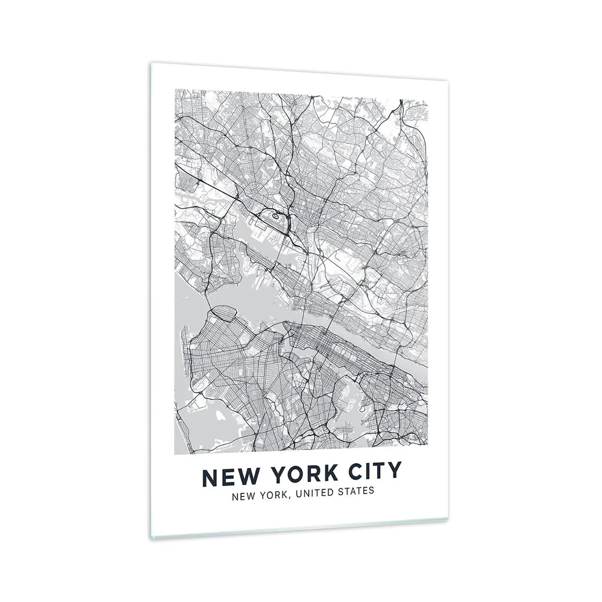 Quadro su vetro - Una mappa delle strade e dei quartieri delle grandi città in forma monocromatica - 50x70cm - Anatomia della metropoli - Decorazione murale moderna per soggiorno e camera da letto ARTTOR