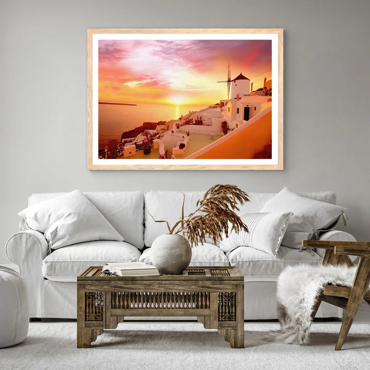 Poster in cornice rovere chiaro - Sciogliersi nel bianco e nell'oro - 40x30 cm
