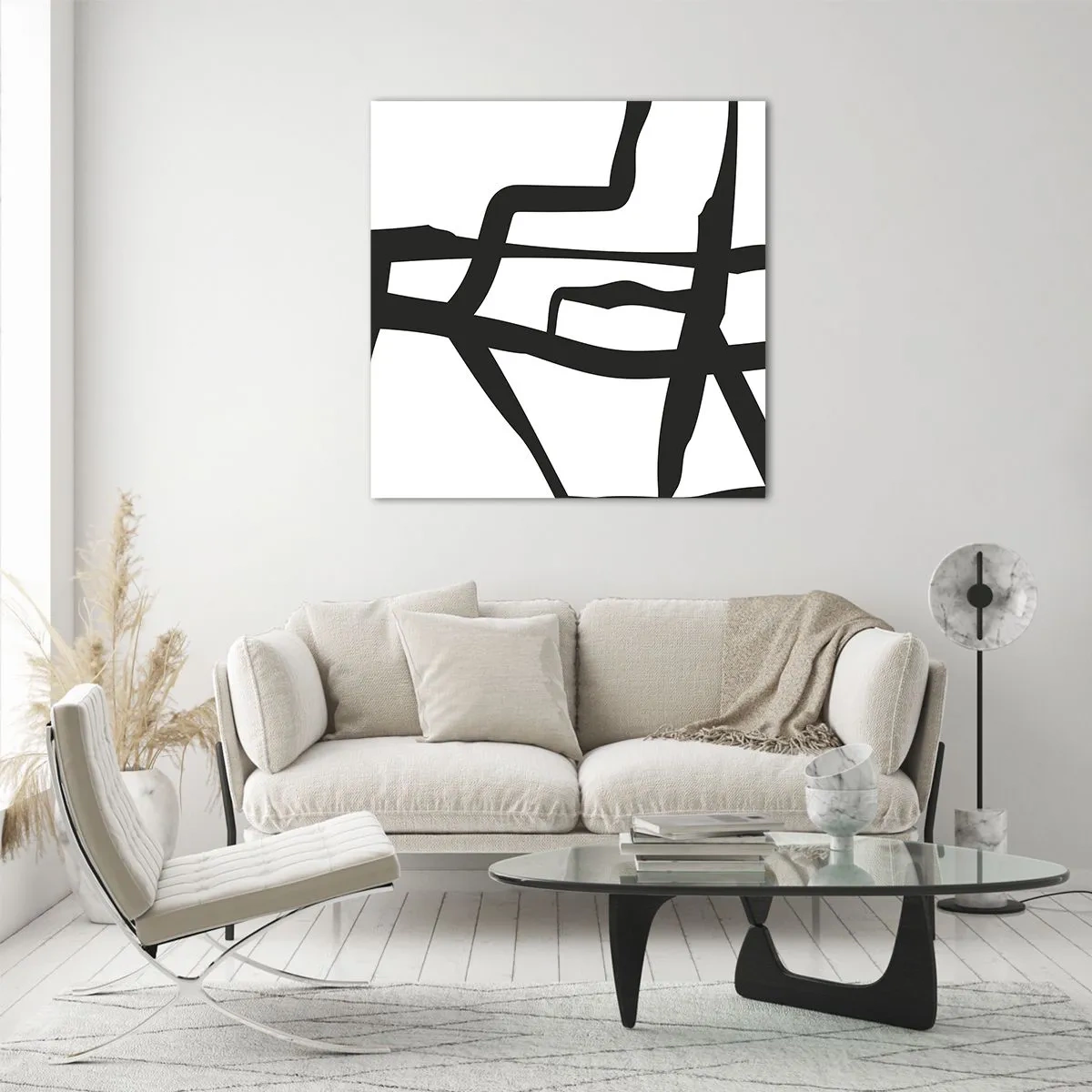 Quadro su vetro - Struttura bianca e nera - 30x30 cm