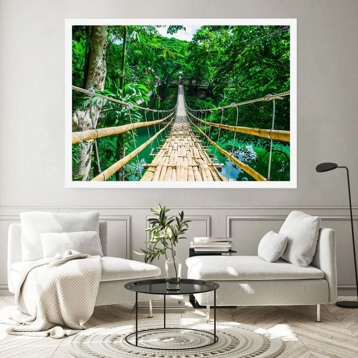 Poster - Ponte sospeso sopra il verde - 70x50 cm