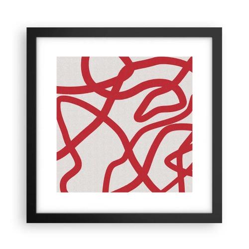 Poster in cornice nera - Rosso su bianco - 30x30 cm