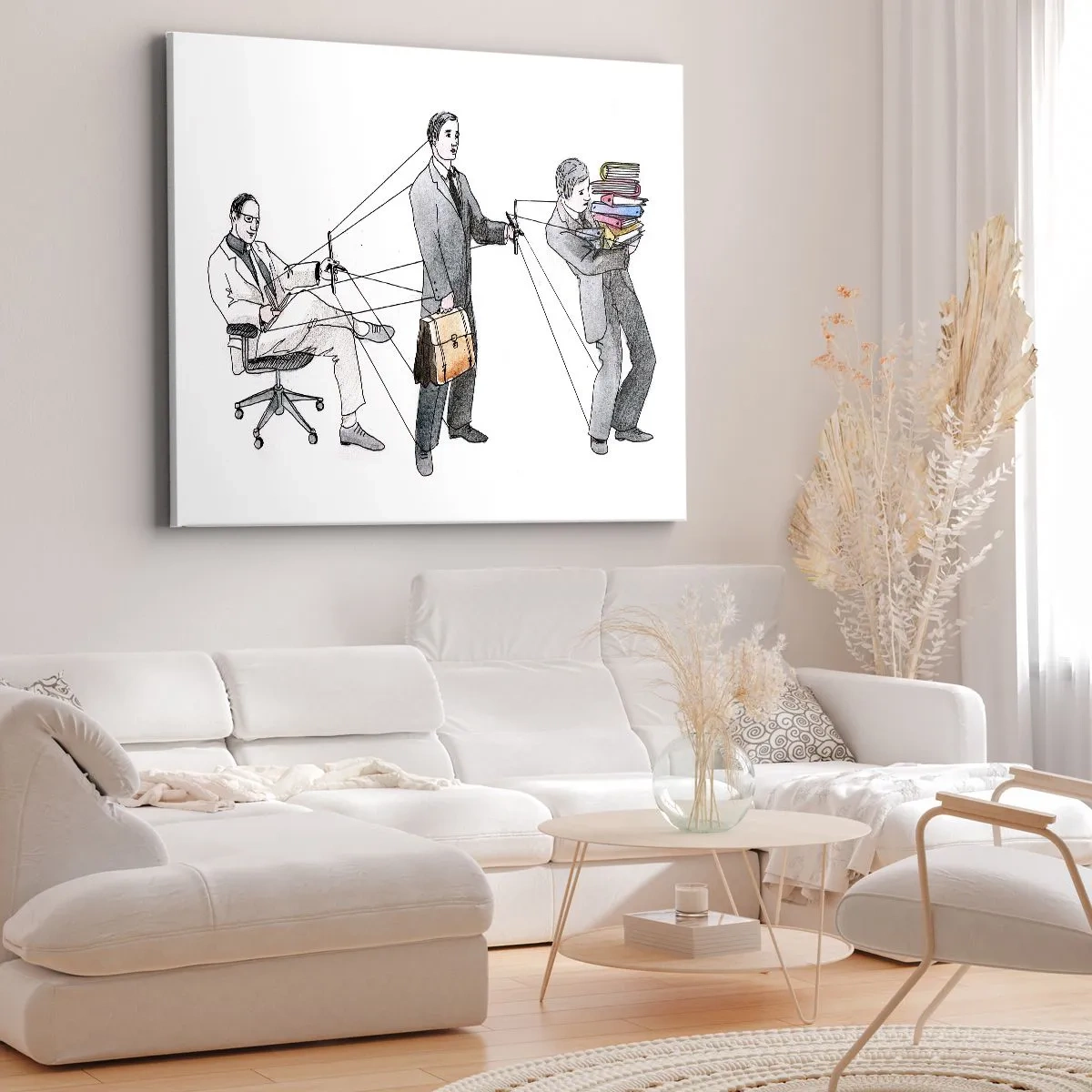 Quadro su tela - Stampe su Tela - Un'illustrazione che mostra persone controllate come marionette. - 70x50cm - Ognuno ha il suo padrone - Decorazione murale moderna per soggiorno e camera da letto ARTTOR