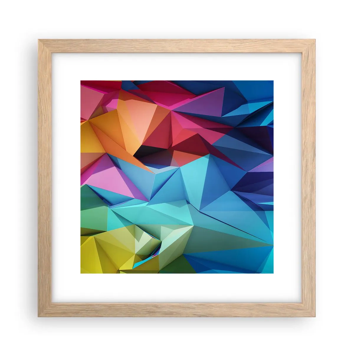 Poster in cornice rovere chiaro - Origami arcobaleno - 30x30 cm