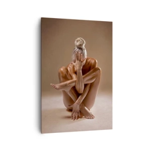 Quadro su tela - Stampe su Tela - Silhouette artistica di una donna su sfondo beige - 70x100cm - Unità di corpo e anima - Decorazione murale moderna per soggiorno e camera da letto ARTTOR