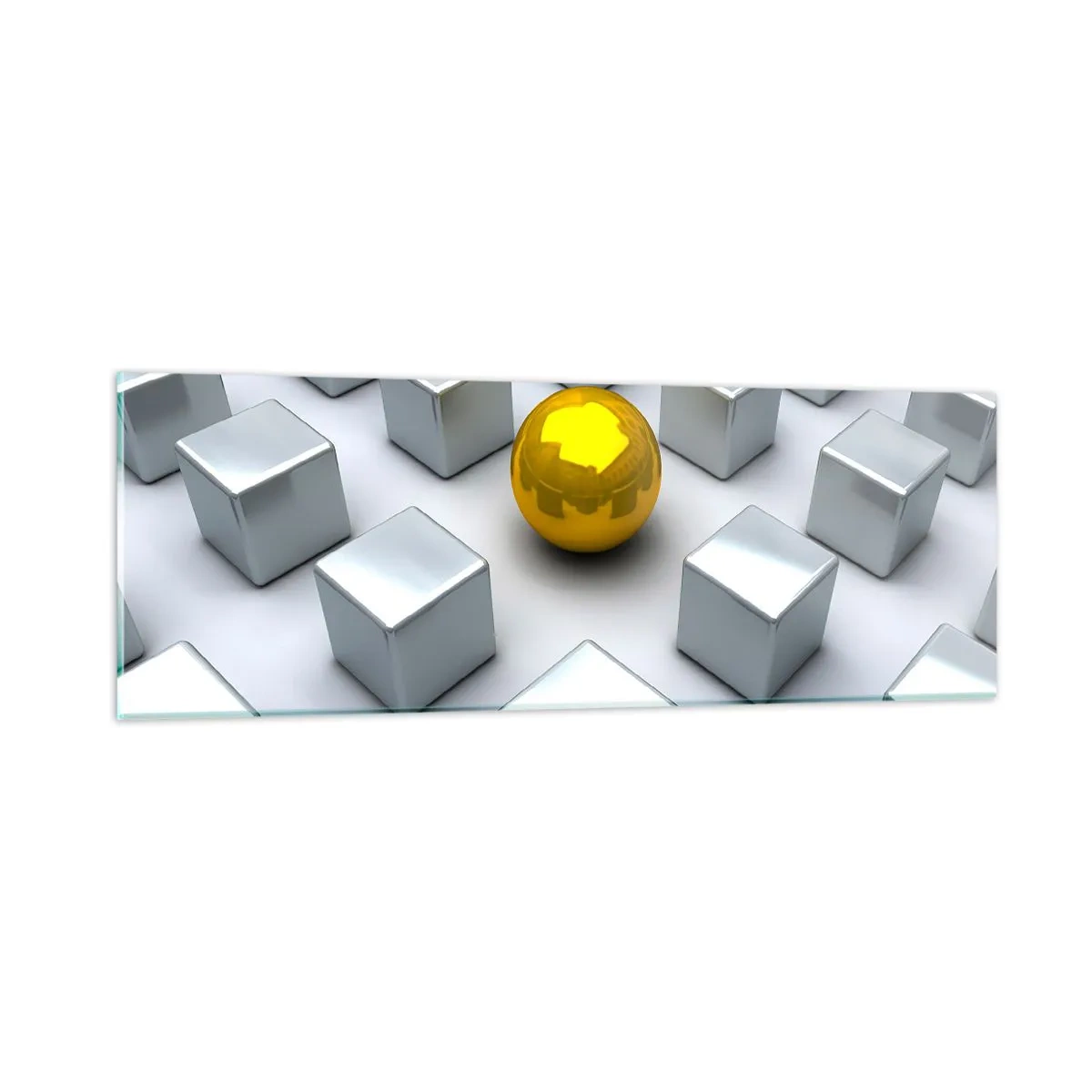 Quadro su vetro - Perché io? Composizione geometrica - 90x30 cm