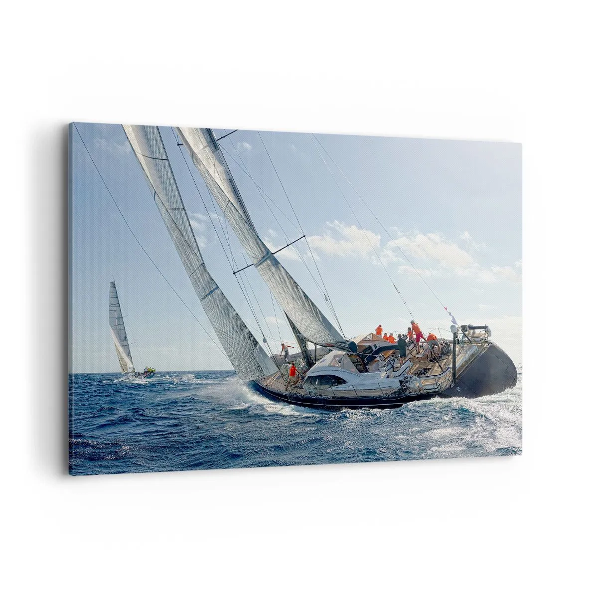 Quadro su tela - Stampe su Tela - Gara di yacht in mare aperto sotto cieli azzurri - 100x70cm - Che vinca il migliore - Decorazione murale moderna per soggiorno e camera da letto ARTTOR