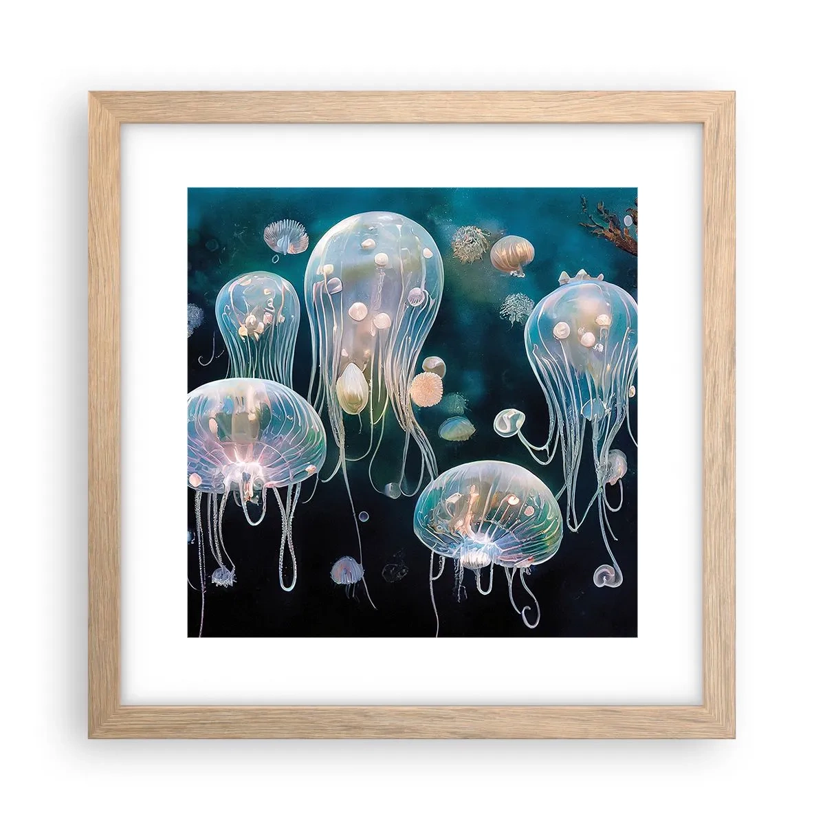Poster in cornice rovere chiaro - Danza sottomarina - 30x30 cm