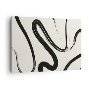 Quadro su tela - Stampe su Tela - Linee curve in bianco e nero su uno sfondo chiaro - 70x50cm - Capriccio bianco e nero - Decorazione murale moderna per soggiorno e camera da letto ARTTOR