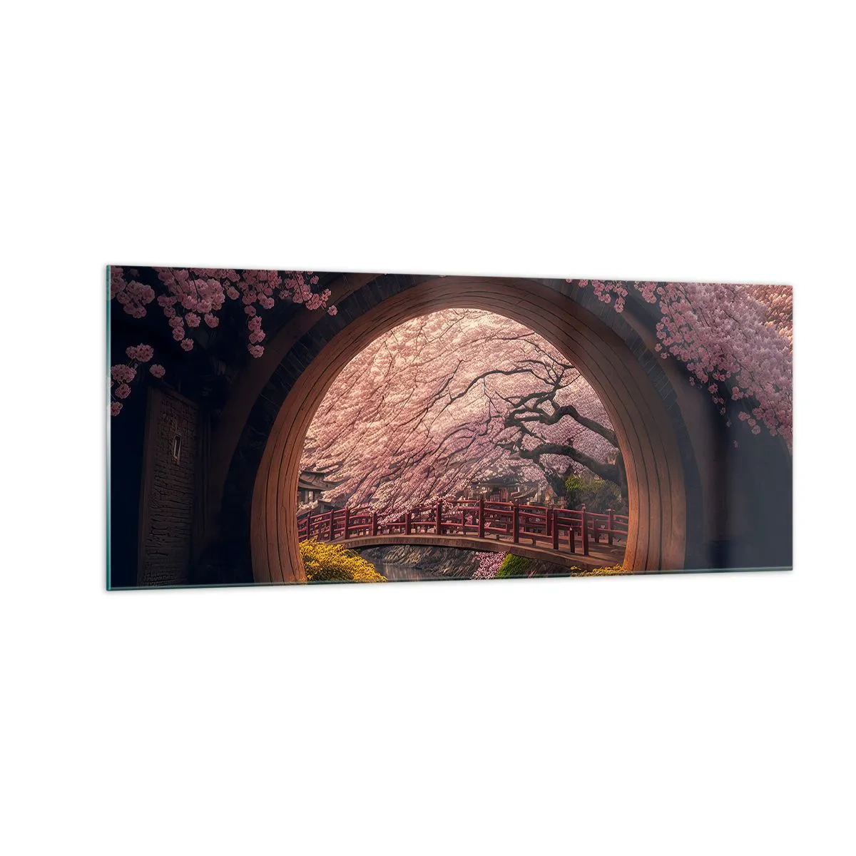 Quadro su vetro - Primavera giapponese - 100x40 cm