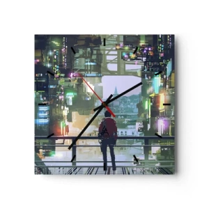 Orologio da parete - Orologio in Vetro - Due mondi - 40x40 cm