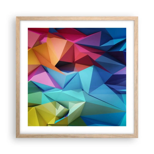 Poster in cornice rovere chiaro - Origami arcobaleno - 50x50 cm