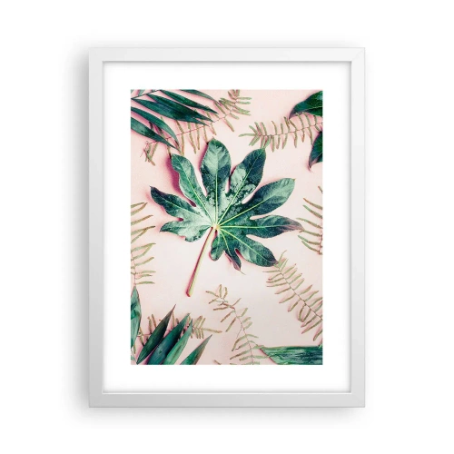 Poster in cornice bianca - Studio di verde su sfondo rosa - 30x40 cm