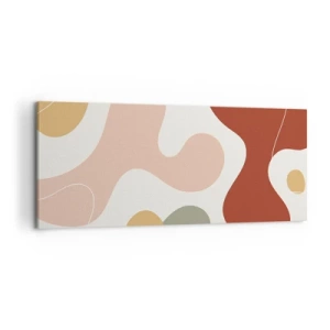 Quadro su tela - Stampe su Tela - Una composizione astratta in tonalità pastello con forme dinamiche. - 120x50cm - Ghirigori - Decorazione murale moderna per soggiorno e camera da letto ARTTOR