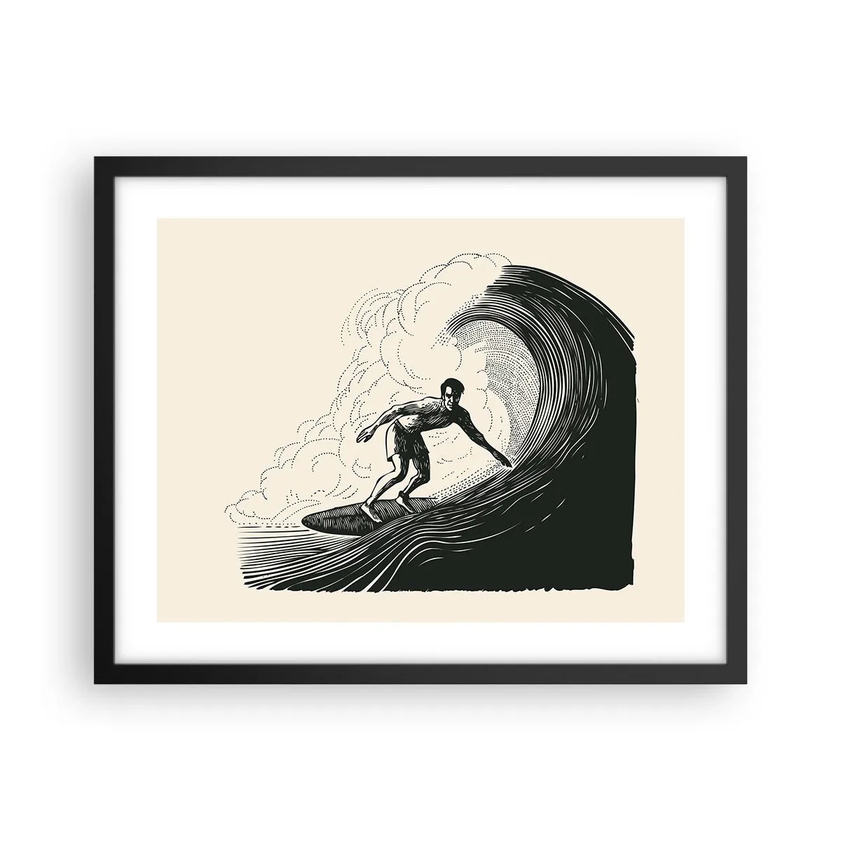 Poster in cornice nera - Il re delle onde - 50x40 cm