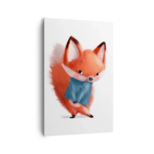 Quadro su tela - Stampe su Tela - Una simpatica volpe in un vestito blu - 80x120cm - Ci sto bene? - Decorazione murale moderna per soggiorno e camera da letto ARTTOR