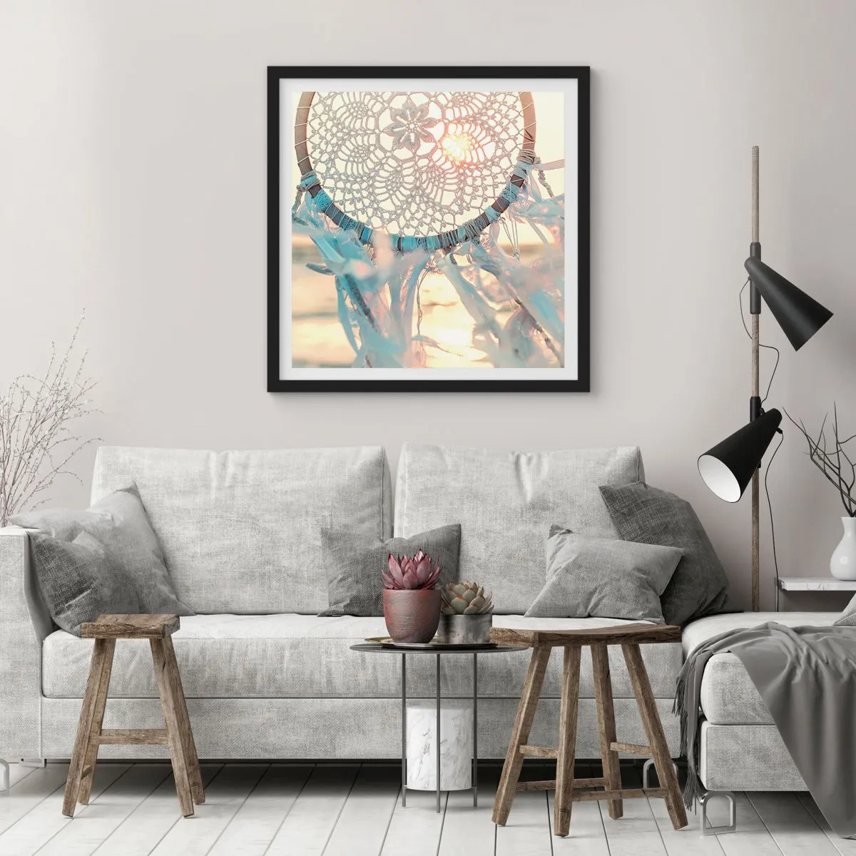 Poster in cornice nera - Totem di pizzo - 60x60 cm