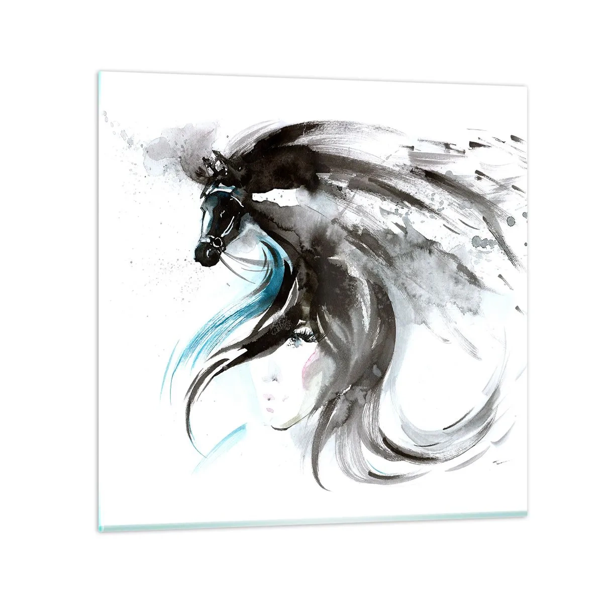 Quadro su vetro - Il galoppo del Principe Nero - 70x70 cm