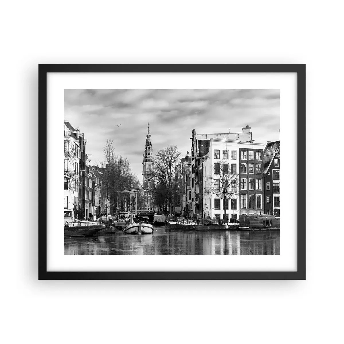 Poster in cornice nera - Atmosfera di Amsterdam - 50x40 cm