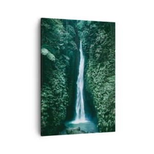 Quadro su tela - Stampe su Tela - Una cascata circondata da una fitta vegetazione tropicale - 50x70cm - Terme tropicali - Decorazione murale moderna per soggiorno e camera da letto ARTTOR
