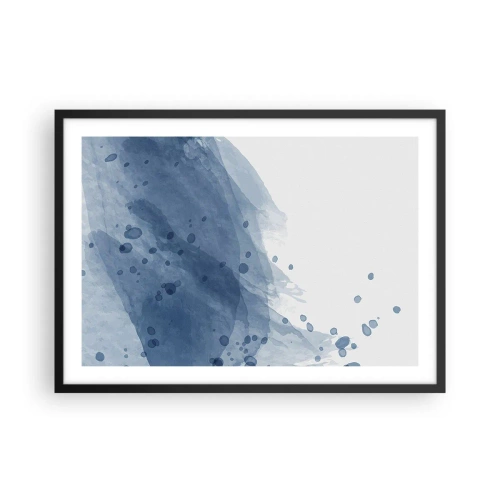 Poster in cornice nera - Macchie e striature astratte nelle tonalità del blu - 70x50cm - Tulle blu - Decorazione murale moderna per soggiorno e camera da letto ARTTOR