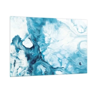 Quadro su vetro - Composizione astratta nei toni del blu e del bianco - 120x80cm - Concerto di blu - Decorazione murale moderna per soggiorno e camera da letto ARTTOR