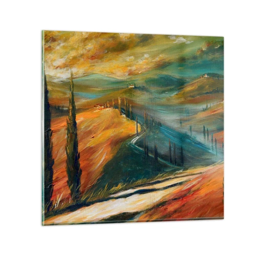 Quadro su vetro - Paesaggio toscano - 70x70 cm