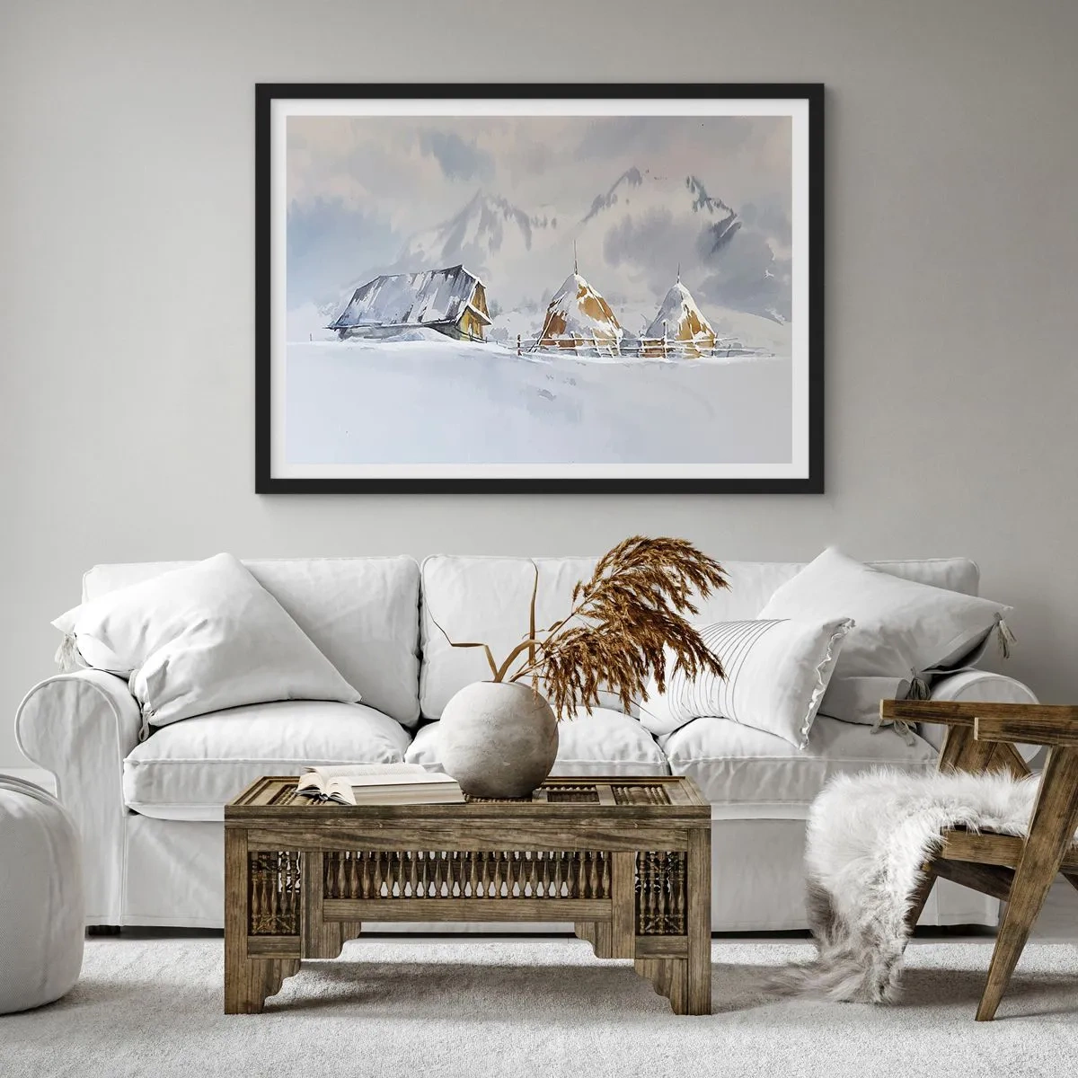 Poster in cornice nera - Nella valle innevata - 40x30 cm