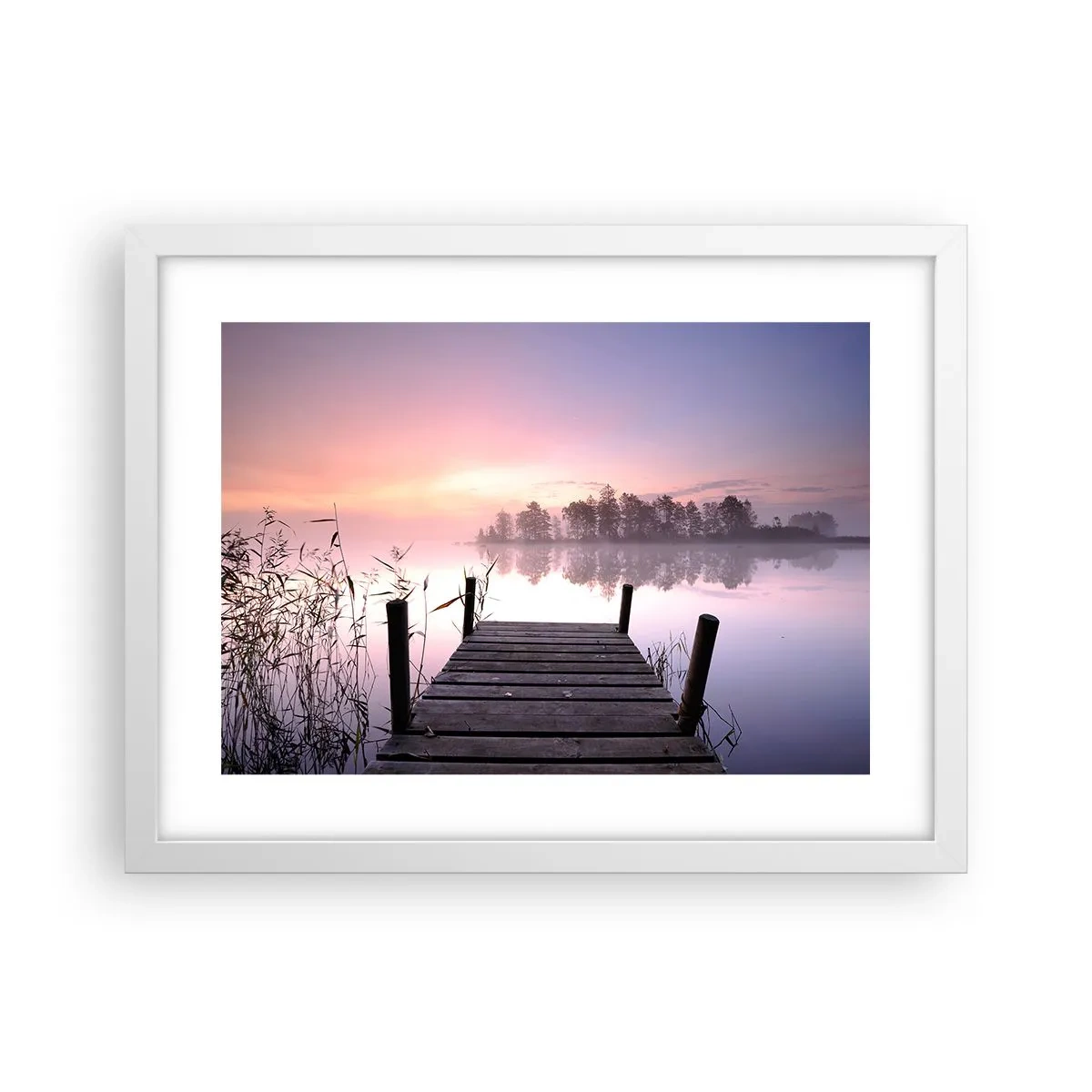 Poster in cornice bianca - Nebbia color lilla - 40x30 cm