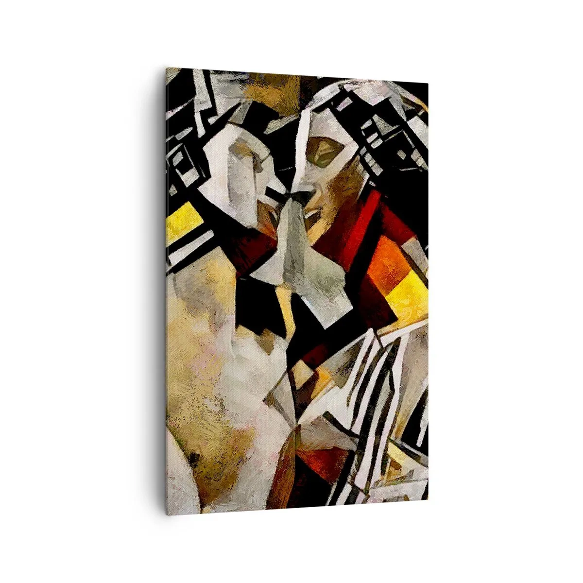 Quadro su tela - Stampe su Tela - Composizione astratta con sagome in forma dinamica - 80x120cm - Bacio di statue - Decorazione murale moderna per soggiorno e camera da letto ARTTOR
