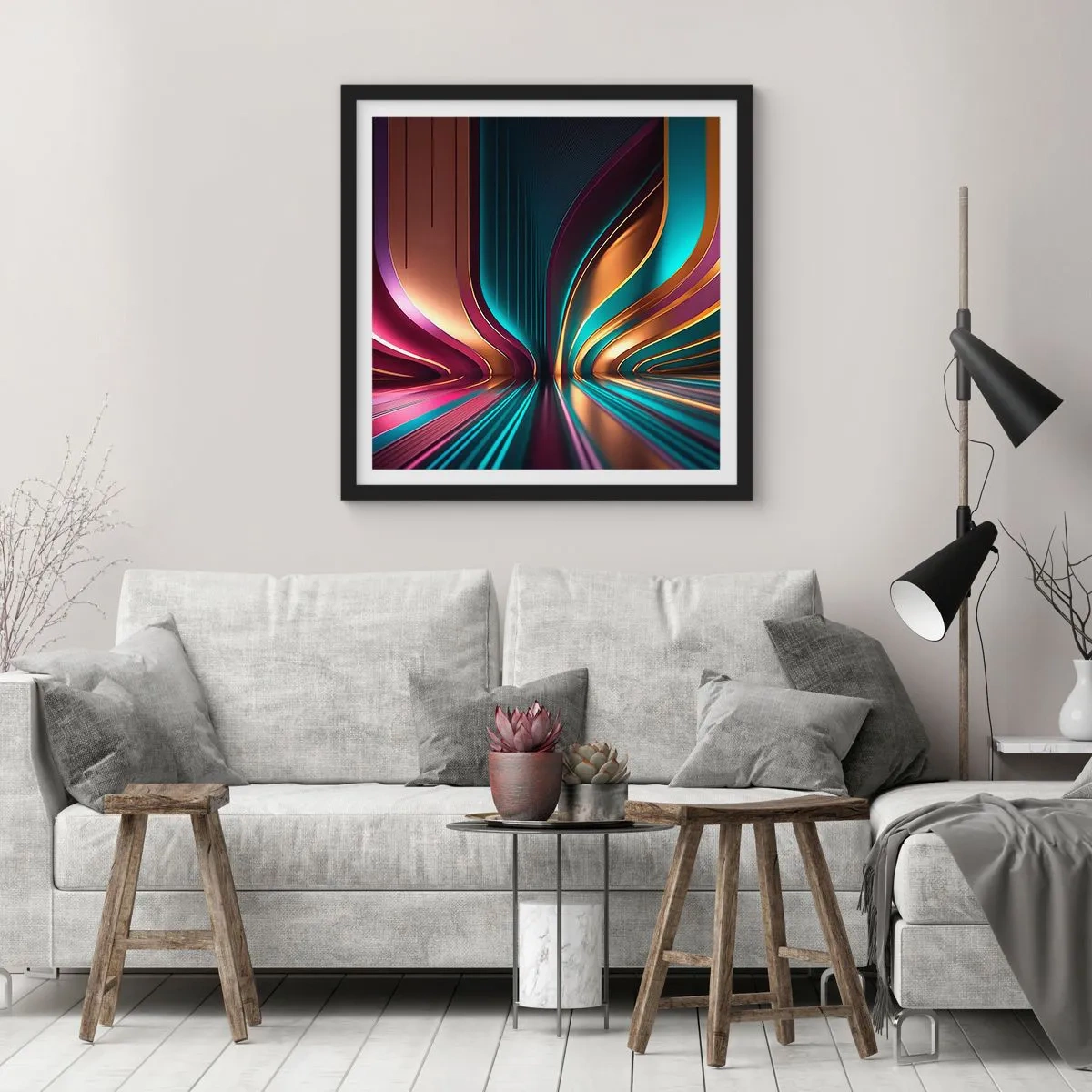 Poster in cornice nera - Architettura di luce - 30x30 cm