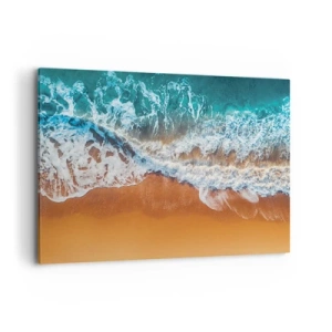Quadro su tela - Stampe su Tela - Vista aerea delle onde dell'oceano che si infrangono sulla riva - 120x80cm - Sempre in coppia - Decorazione murale moderna per soggiorno e camera da letto ARTTOR