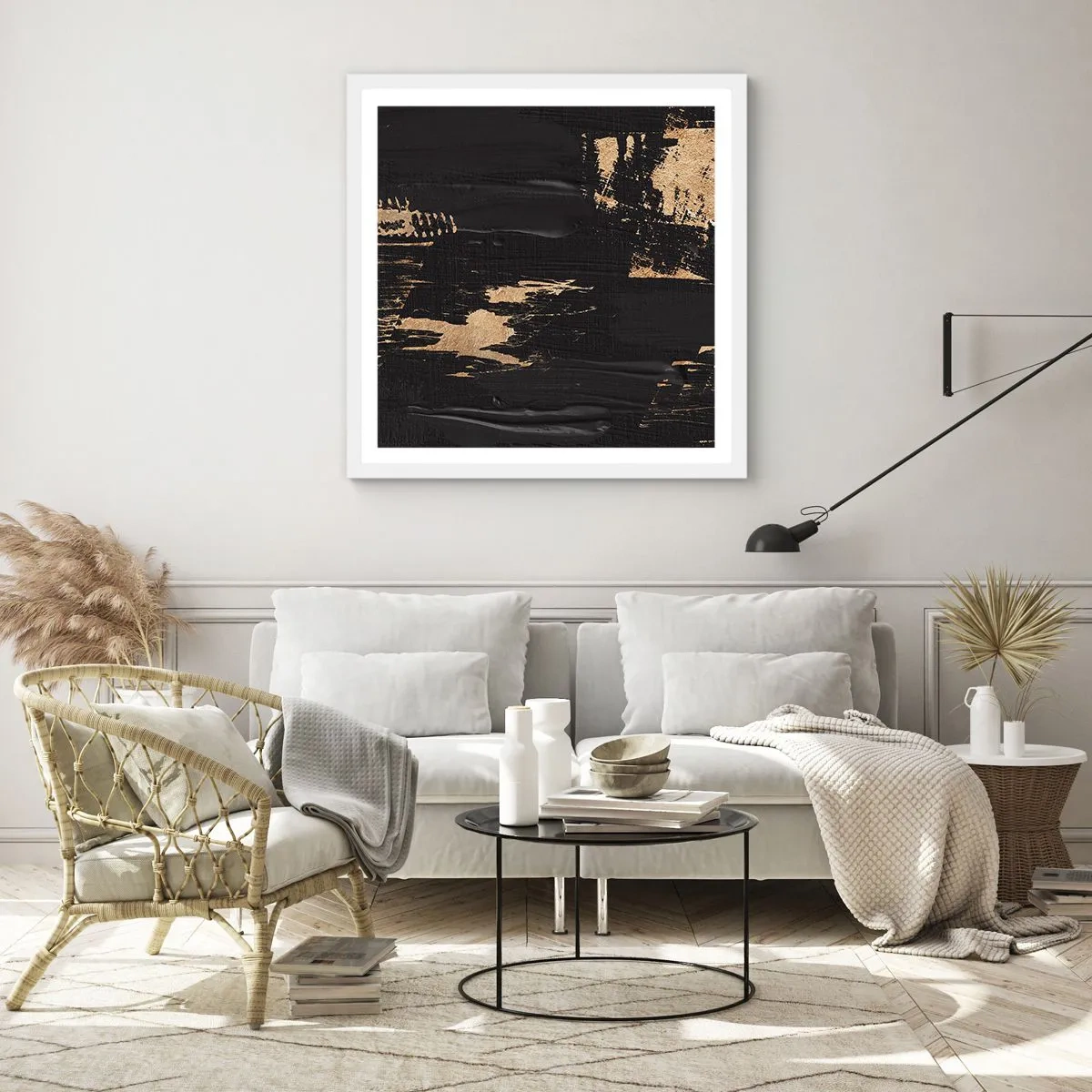 Poster in cornice bianca - Tracce del contatto - 30x30 cm