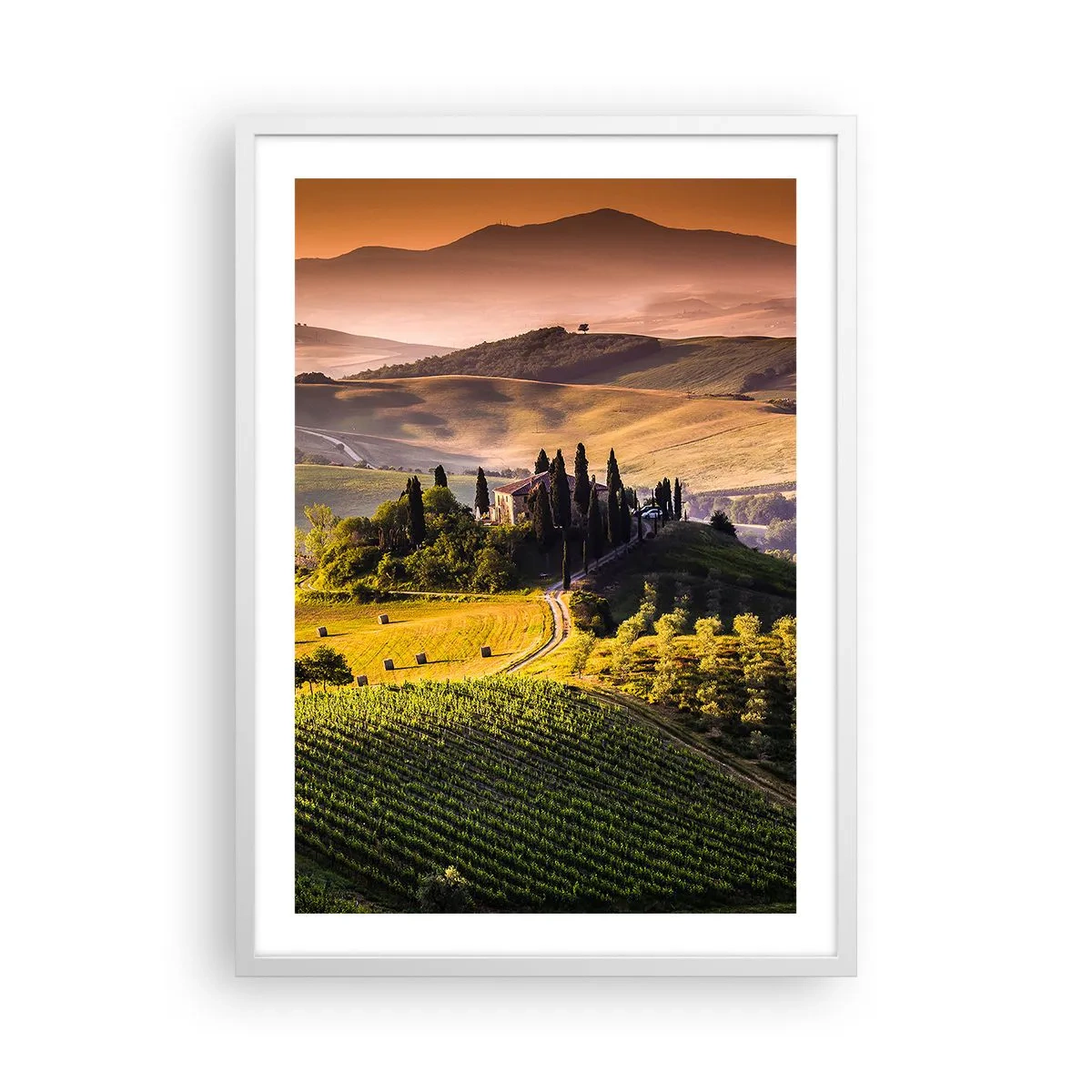 Poster in cornice bianca - Arcadia: paesaggio toscano - 50x70 cm
