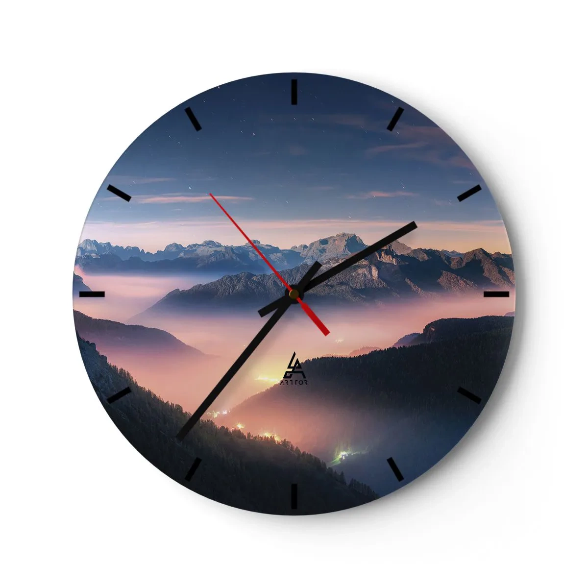 Orologio da parete - Orologio in Vetro - La luce nelle valli - 40x40 cm
