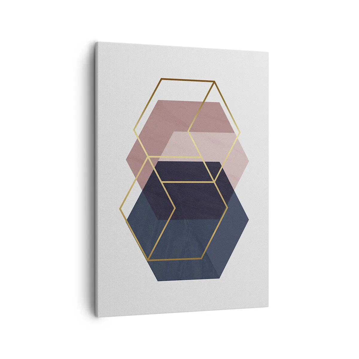 Quadro su tela - Stampe su Tela - Forme geometriche in linee dorate su uno sfondo pastello - 50x70cm - La forza della semplicità - Decorazione murale moderna per soggiorno e camera da letto ARTTOR