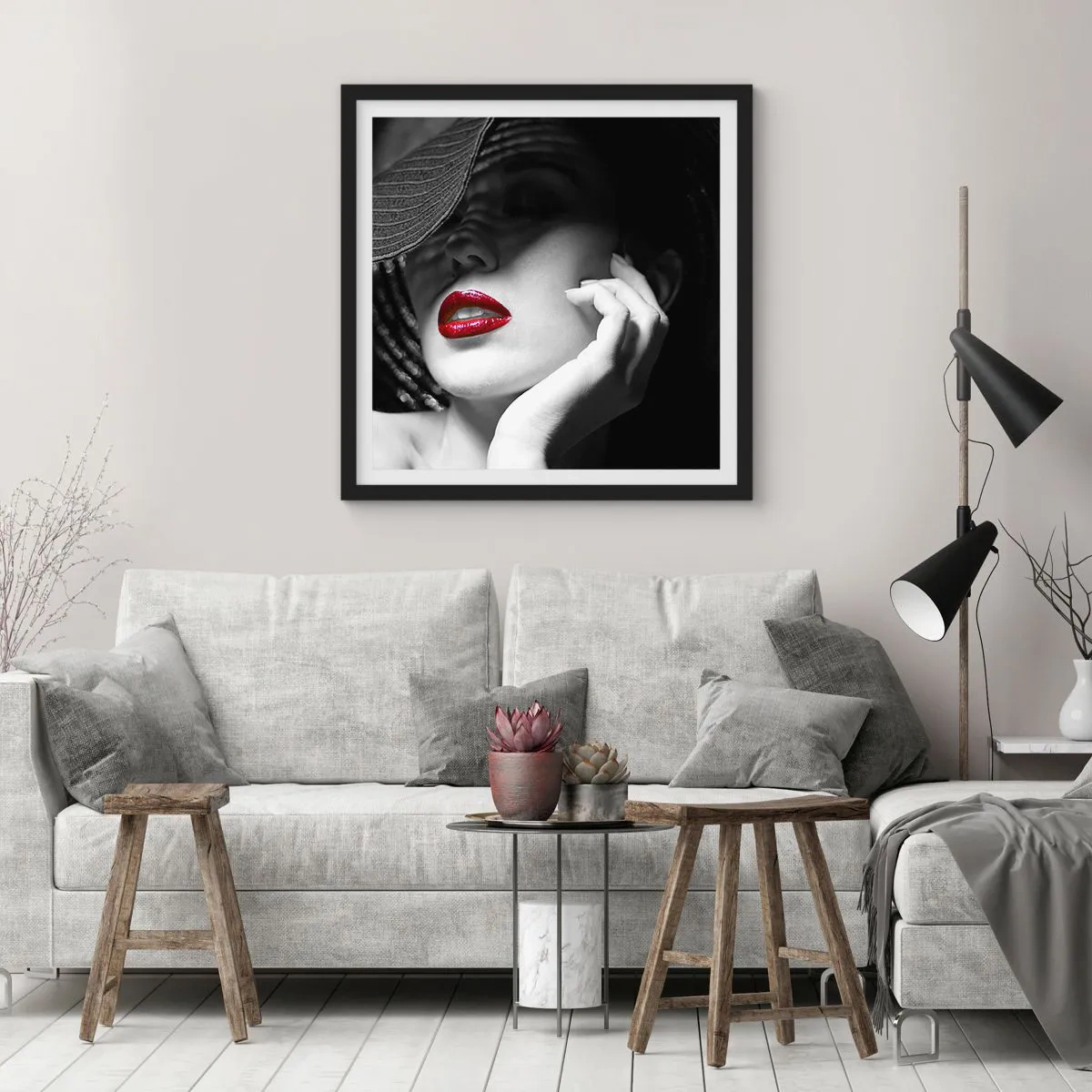 Poster in cornice nera - Studio in scarlatto - 50x50 cm