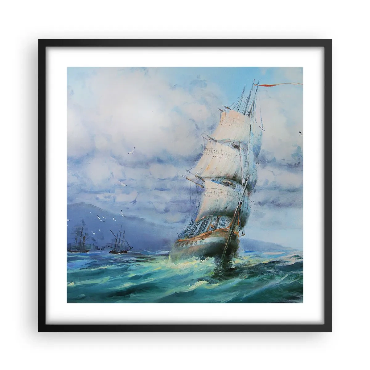 Poster in cornice nera - Con il vento in favore - 50x50 cm
