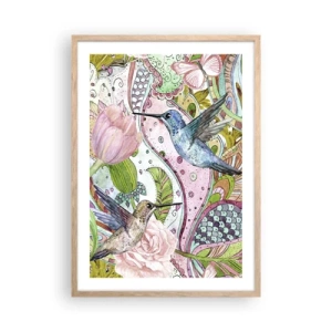 Poster in cornice rovere chiaro - Intrecciate nei rami - 50x70 cm