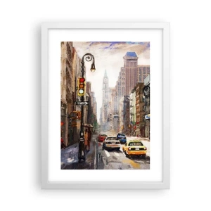 Poster in cornice bianca - New York: colorata anche sotto la pioggia - 30x40 cm