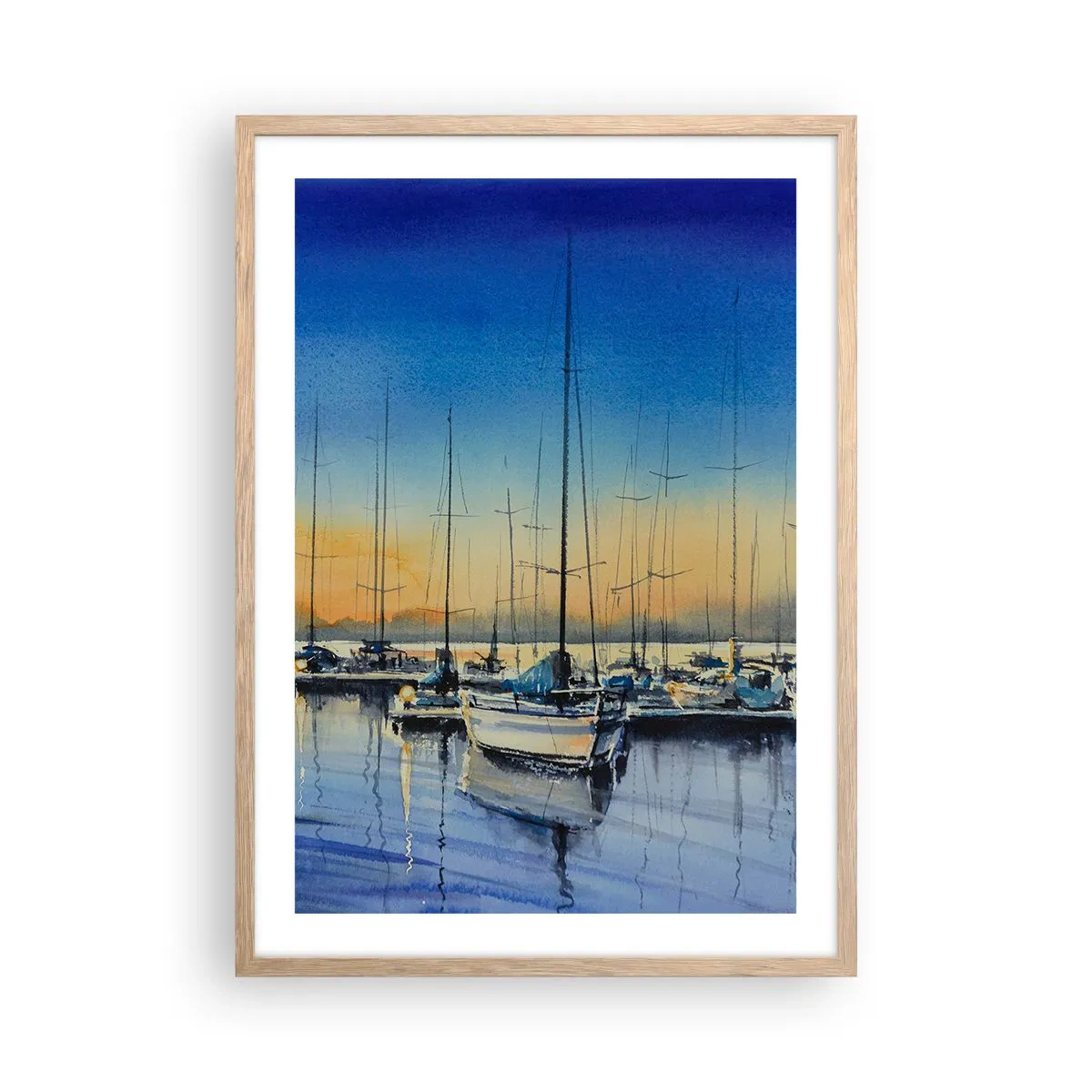 Poster in cornice rovere chiaro - La fine di una buona giornata - 50x70 cm