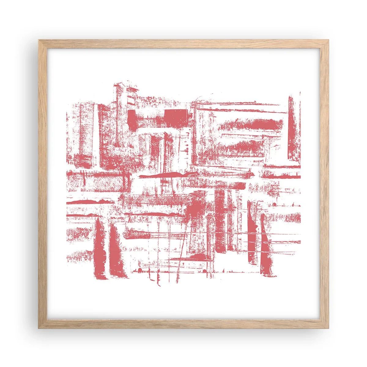 Poster in cornice rovere chiaro - Città rossa - 50x50 cm