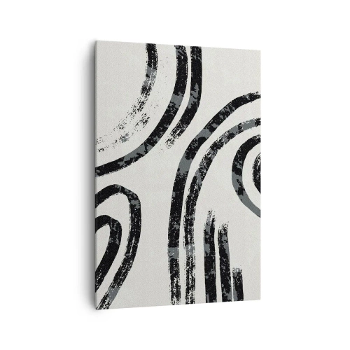 Quadro su tela - Stampe su Tela - Linee astratte in bianco e nero su uno sfondo chiaro - 70x100cm - Interrotto a metà - Decorazione murale moderna per soggiorno e camera da letto ARTTOR